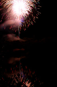 �ł��グ�ԉ΁i�Ζʂɂ��f���Ă���j